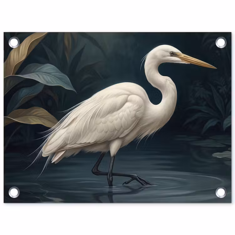 Tuinposter - Reiger - Water - Natuur - Modern - Wit — 1