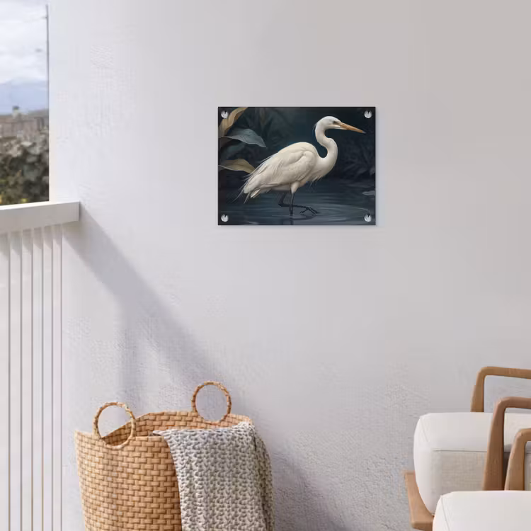 Tuinposter - Reiger - Water - Natuur - Modern - Wit — 3