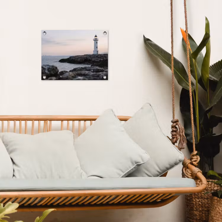 Tuinposter - Rotsen - Vuurtoren - Wit — 5