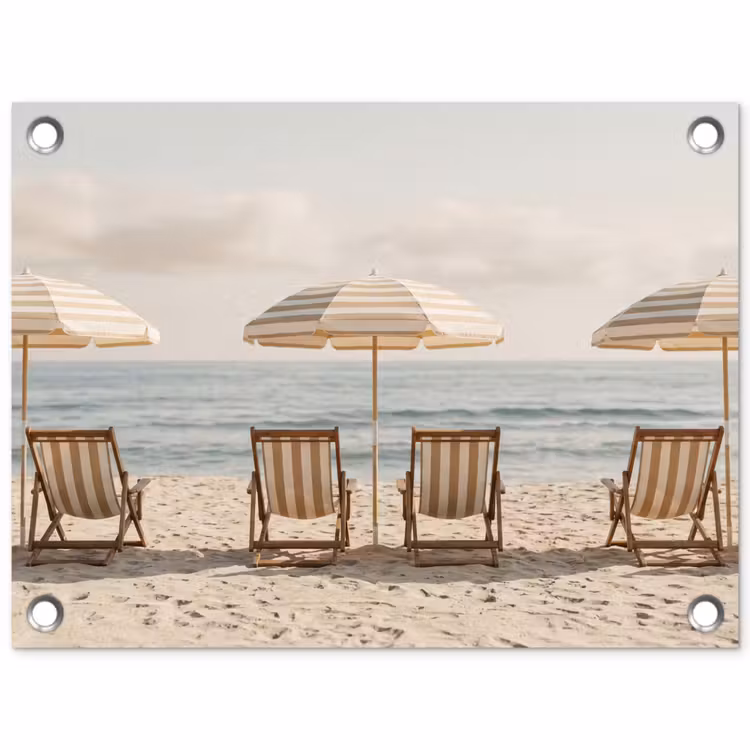 Tuinposter - Strand - Stoelen - Parasol — 1