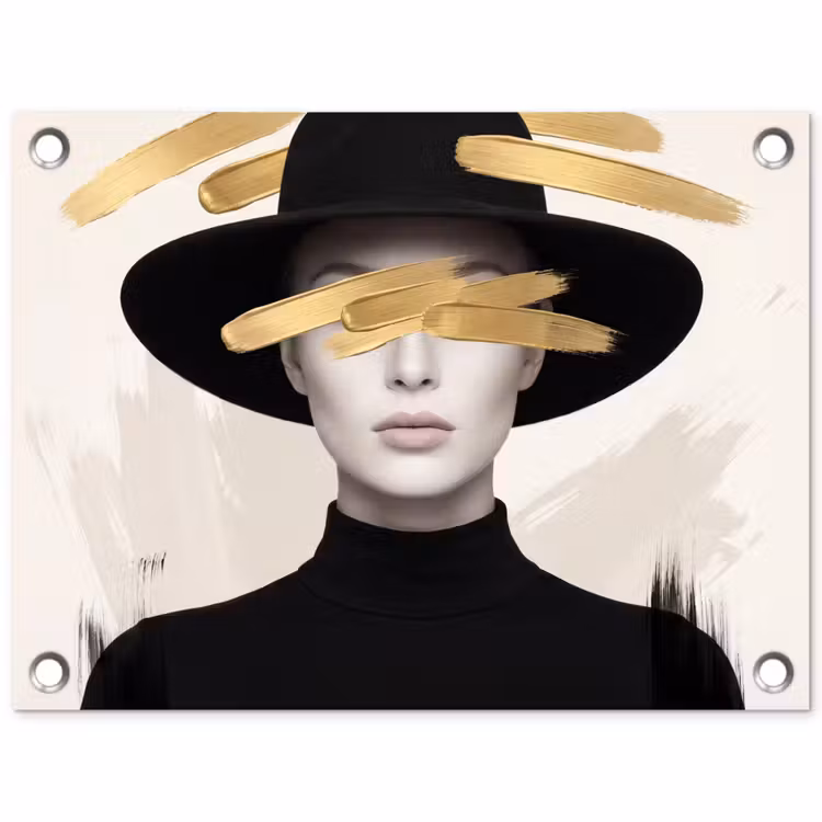 Tuinposter - Vrouw - Portret - Modern - Goud - Kunst — 1