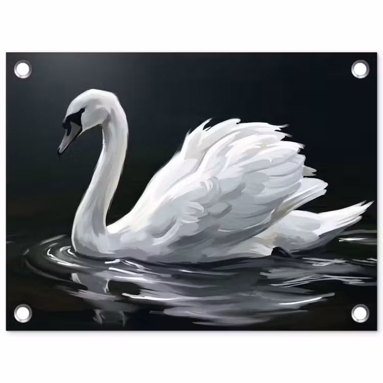 Tuinposter - Zwaan - Water - Natuur - Realistisch - Wit — 1