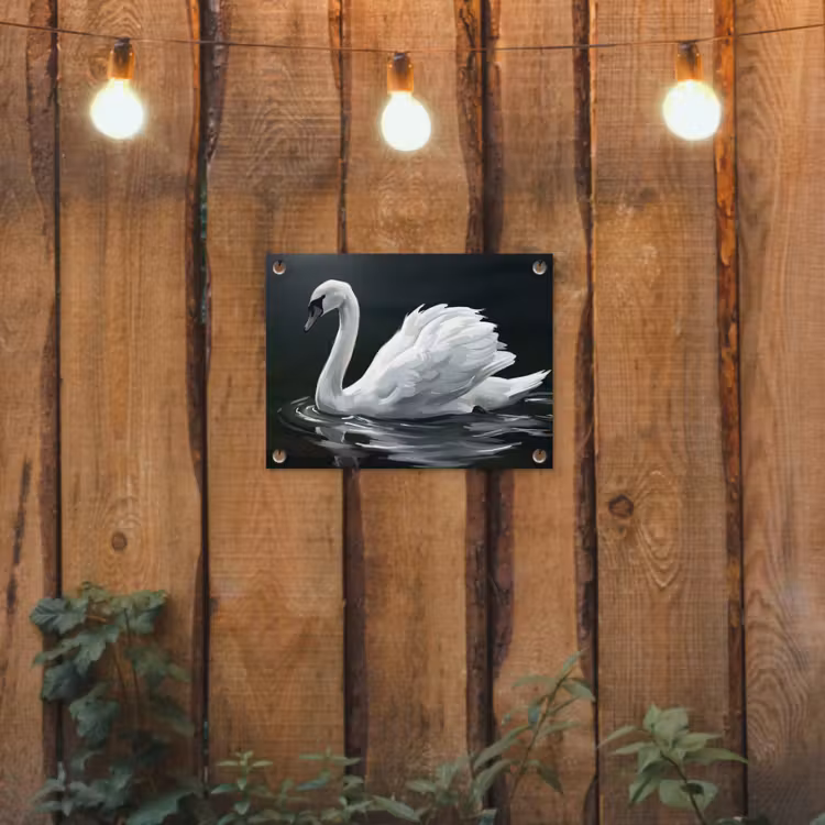 Tuinposter - Zwaan - Water - Natuur - Realistisch - Wit — 2