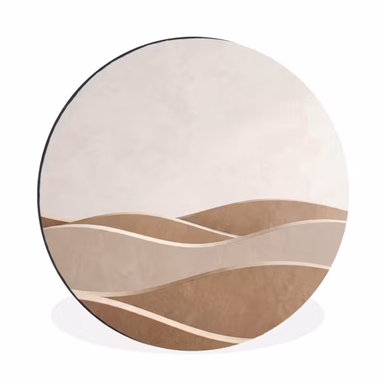 Wandcirkel - Aluminium - Abstract - Golven - Modern - Beige — 1
