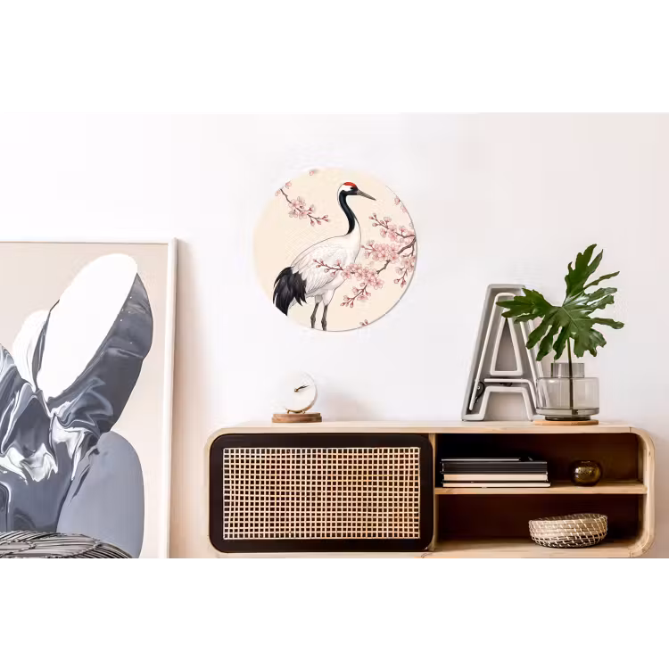 Wandcirkel - Aluminium - Aziatisch - Kraanvogel - Beige — 3