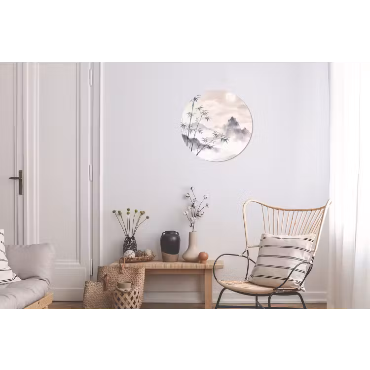 Wandcirkel - Aluminium - Bamboe - Azië - Grijs — 2