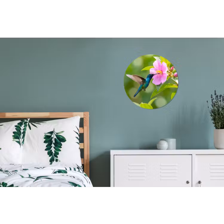 Wandcirkel - Aluminium - Kolibrie - Bloem - Natuur - Groen — 4
