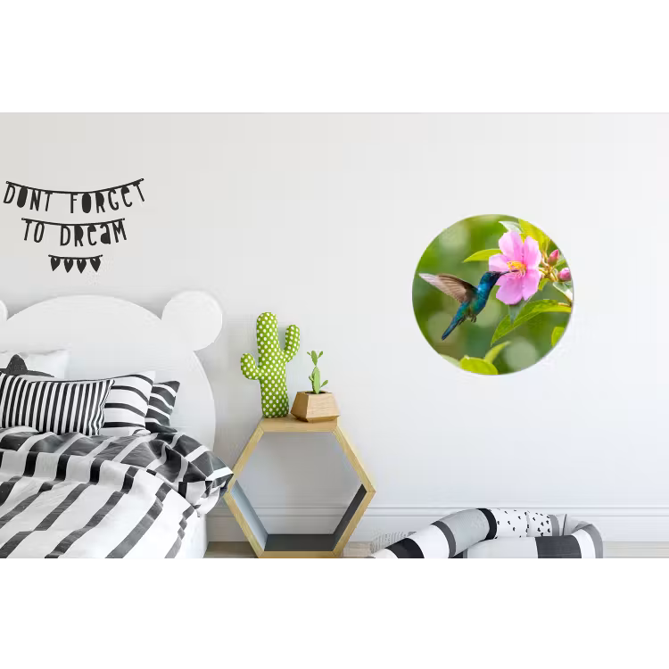 Wandcirkel - Aluminium - Kolibrie - Bloem - Natuur - Groen — 5