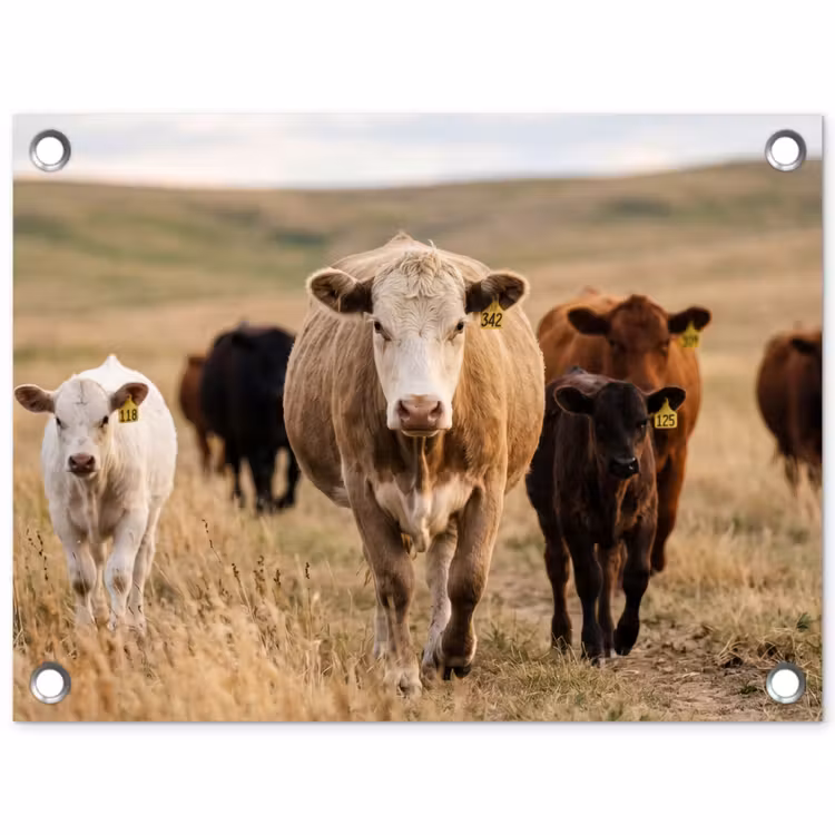 Tuinposter - Runderen - Kudde - Landschap - Weide - Rustig — 1
