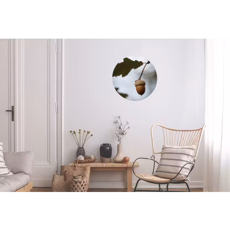 Wandcirkel - Aluminium - Eikel - Eikenblad - Bos - Herfst - Natuur — 2