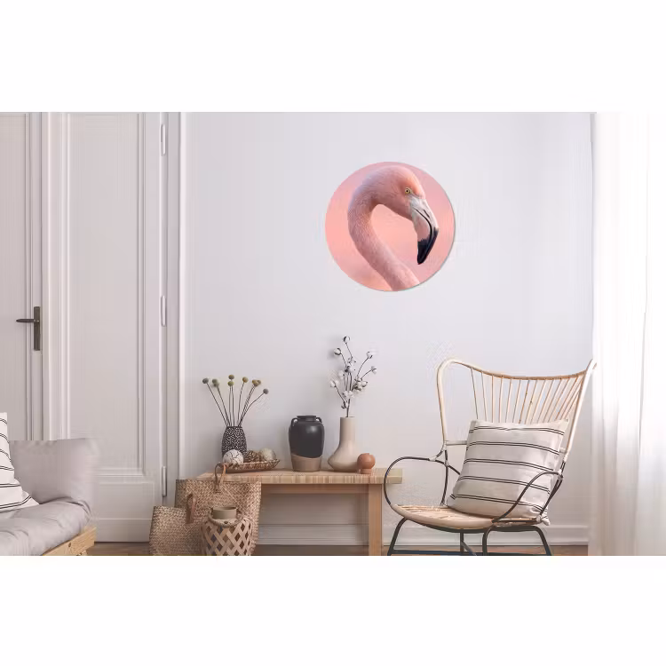Wandcirkel - Aluminium - Flamingo - Portret - Roze — 2