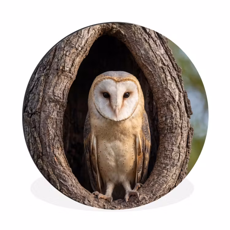 Wandcirkel - Aluminium - Kerkuil - Boom - Natuur - Bruin — 1
