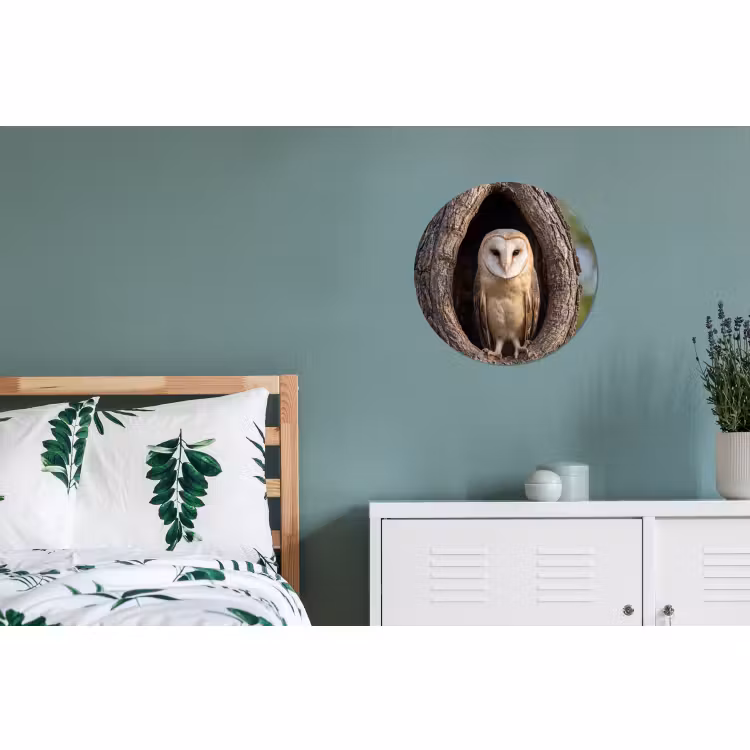 Wandcirkel - Aluminium - Kerkuil - Boom - Natuur - Bruin — 4