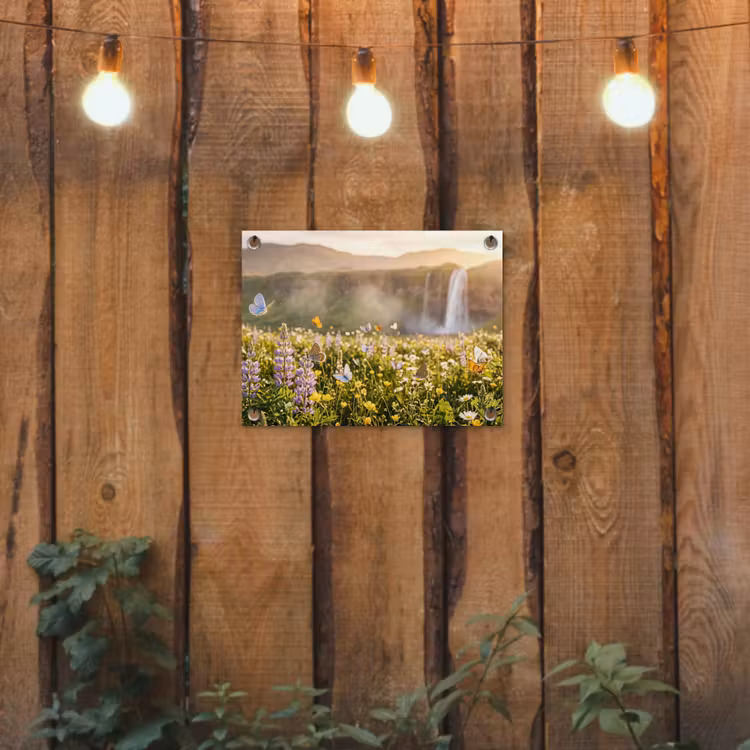 Tuinposter - Vlinders - Waterval - Bloemenveld — 2