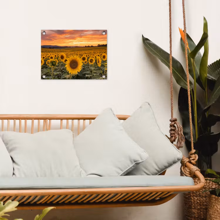 Tuinposter - Zonnebloemen - Heuvellandschap - Geel — 5