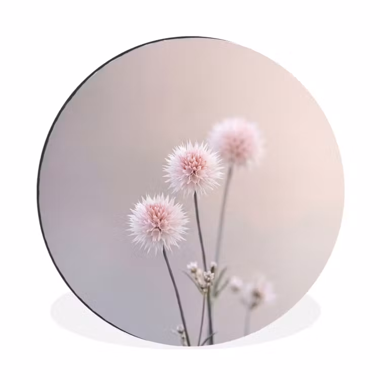 Wandcirkel - Aluminium - Bloemen - Bollen - Roze — 1