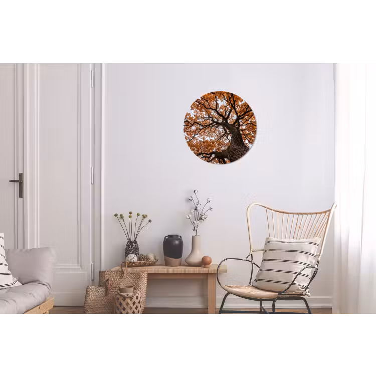 Wandcirkel - Aluminium - Boom - Bladerdak - Herfst - Oranje - Sfeervol — 2