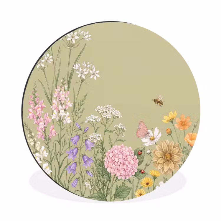 Wandcirkel - Aluminium - Botanisch - Bloemen - Kleurrijk — 1
