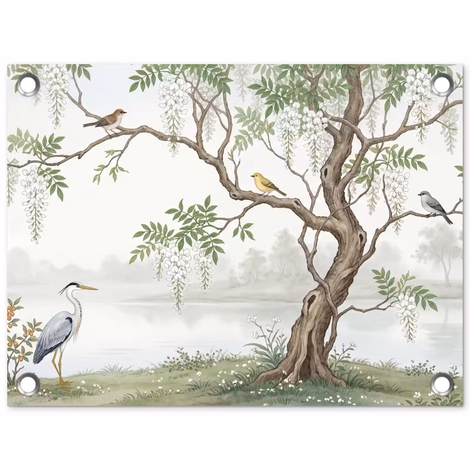 Tuinposter - Reiger - Landschap - Groen — 1