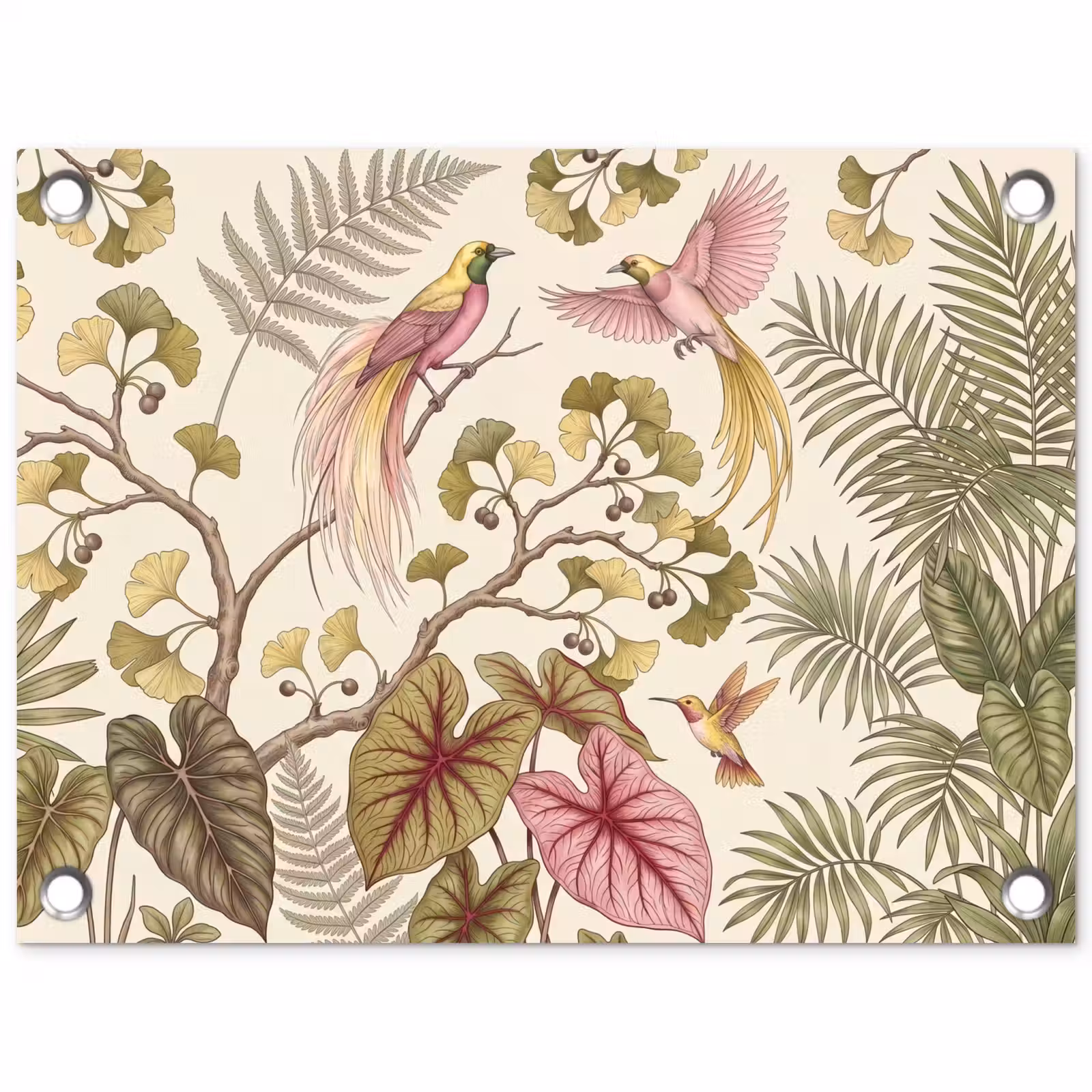 Tuinposter - Vogels - Tropisch - Botanisch - Roze — 1