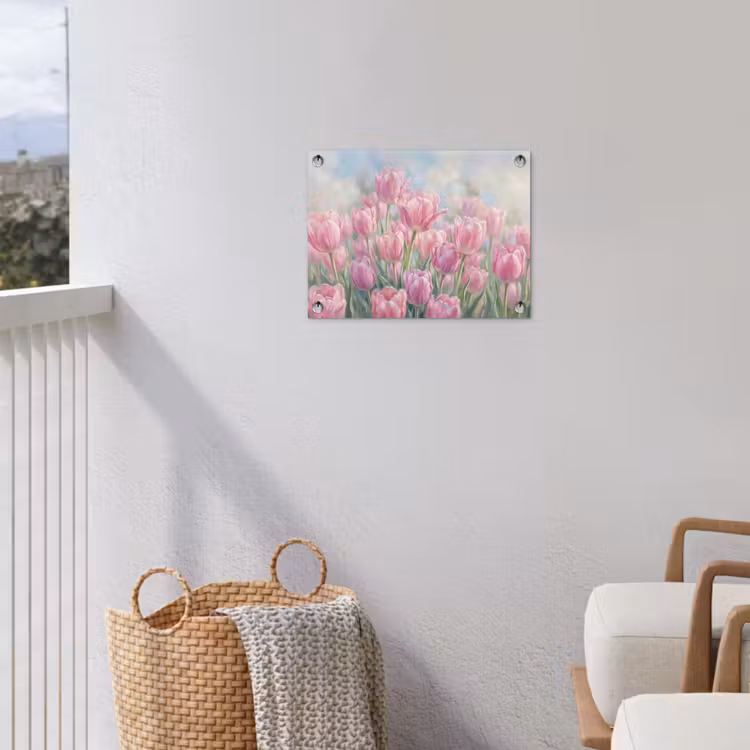 Tuinposter - Tulpen - Veld - Lente - Roze — 3