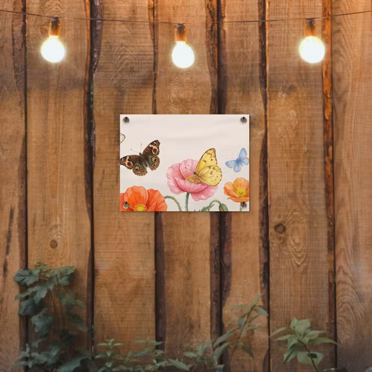 Tuinposter - Vlinders - Klaprozen - Illustratie - Kleurrijk — 2