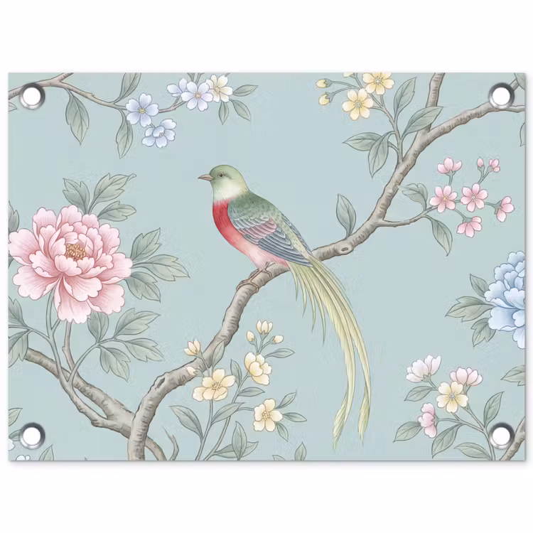 Tuinposter - Vogel - Bloemen - Kleurrijk — 1