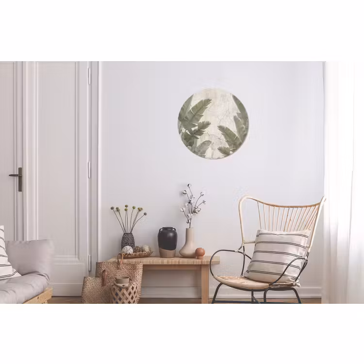 Wandcirkel - Aluminium - Bananenbladeren - Beton - Groen — 2