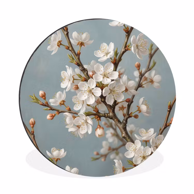 Wandcirkel - Aluminium - Botanisch - Stilleven - Blauw — 1