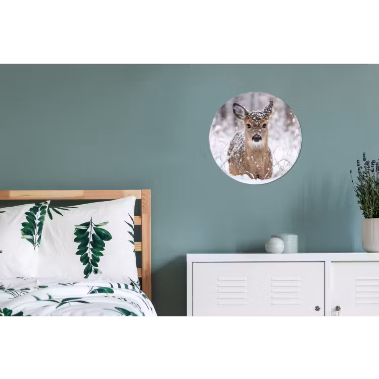 Wandcirkel - Aluminium - Hert - Sneeuw - Bos - Dieren - Vertederend — 4