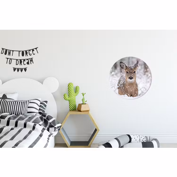 Wandcirkel - Aluminium - Hert - Sneeuw - Bos - Dieren - Vertederend — 5
