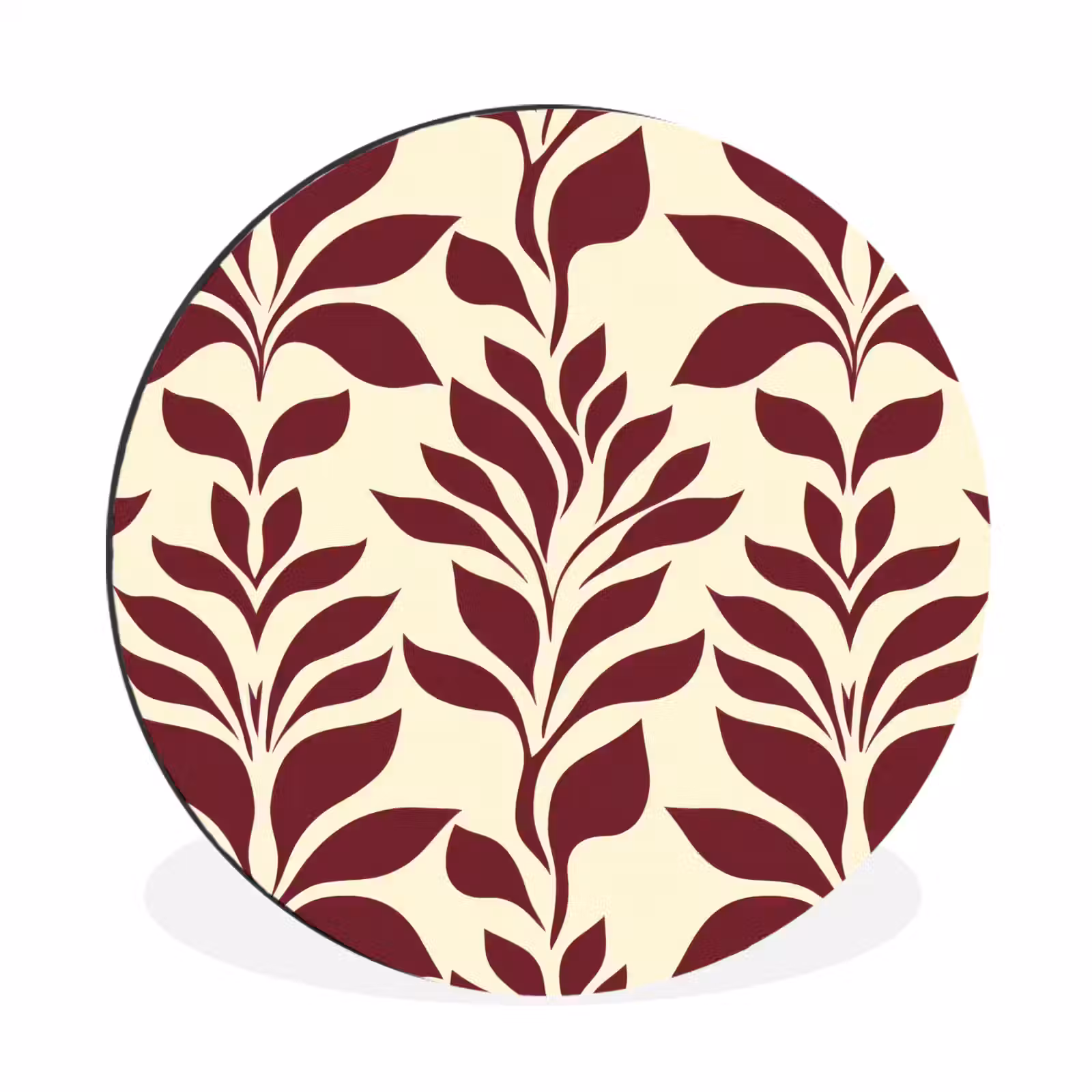 Wandcirkel - Aluminium - Abstract - Bladeren - Burgundy — 1