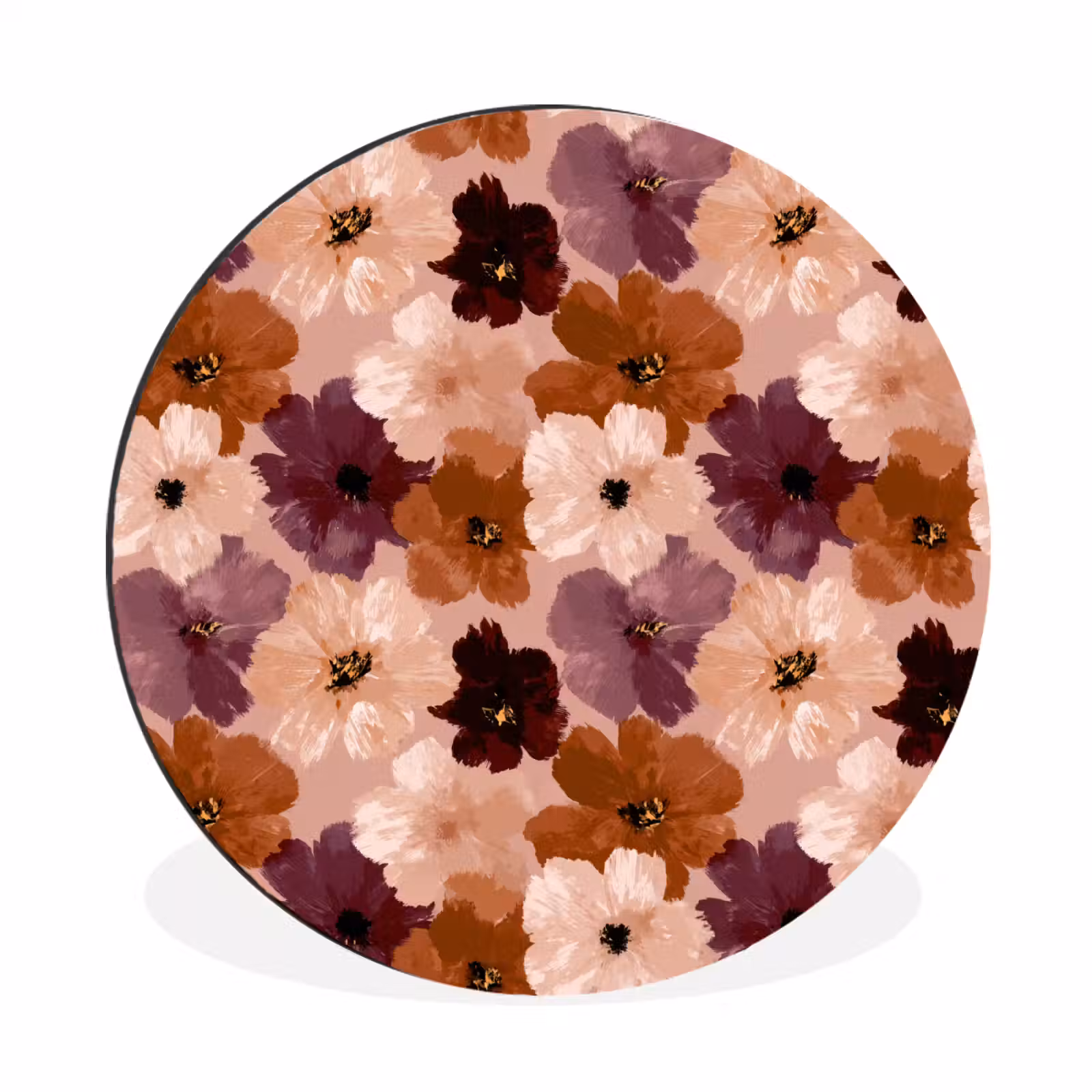 Wandcirkel - Aluminium - Bloemen - Abstract - Aardetinten — 1
