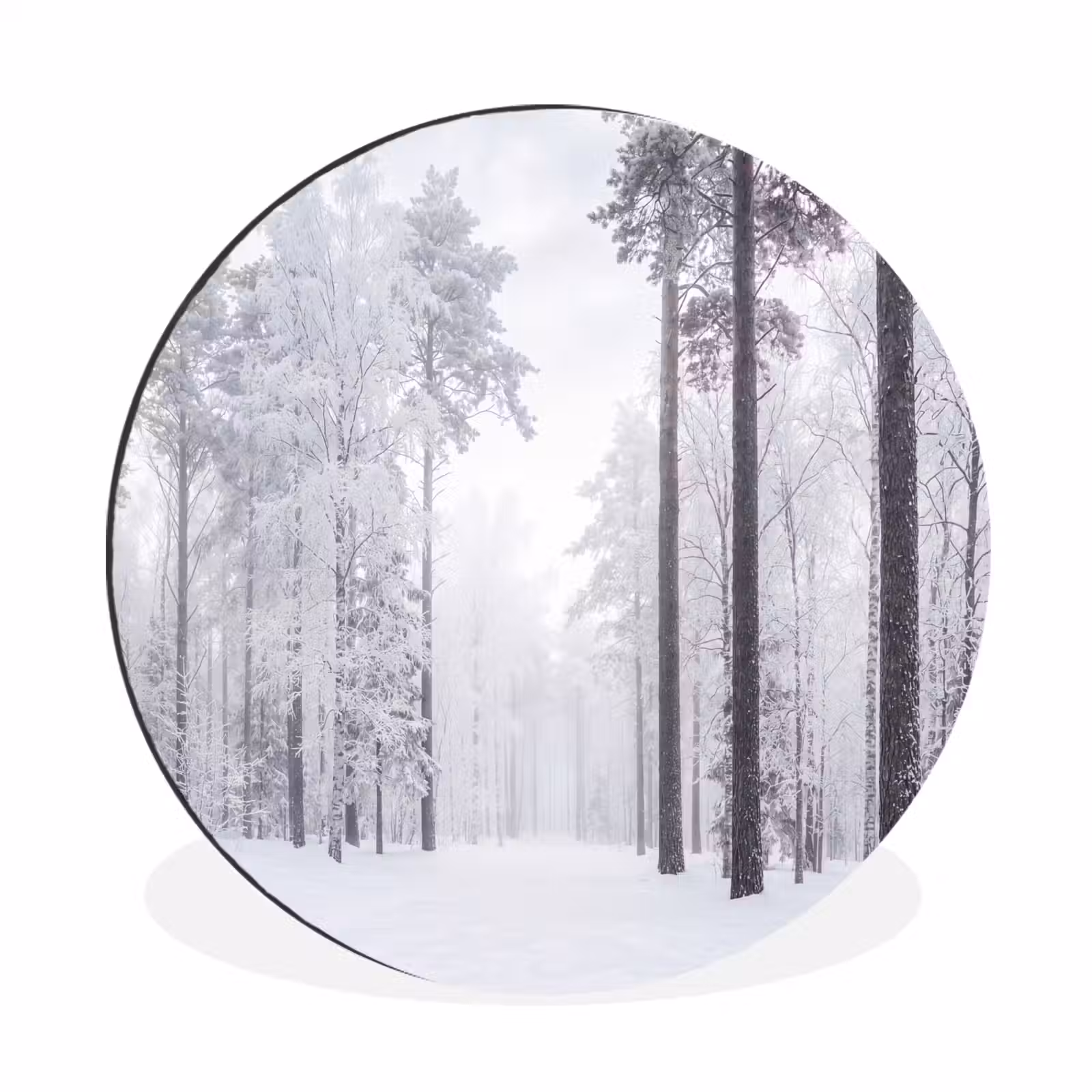 Wandcirkel - Aluminium - Bos - Sneeuw - Pad - Winter - Stilte — 1