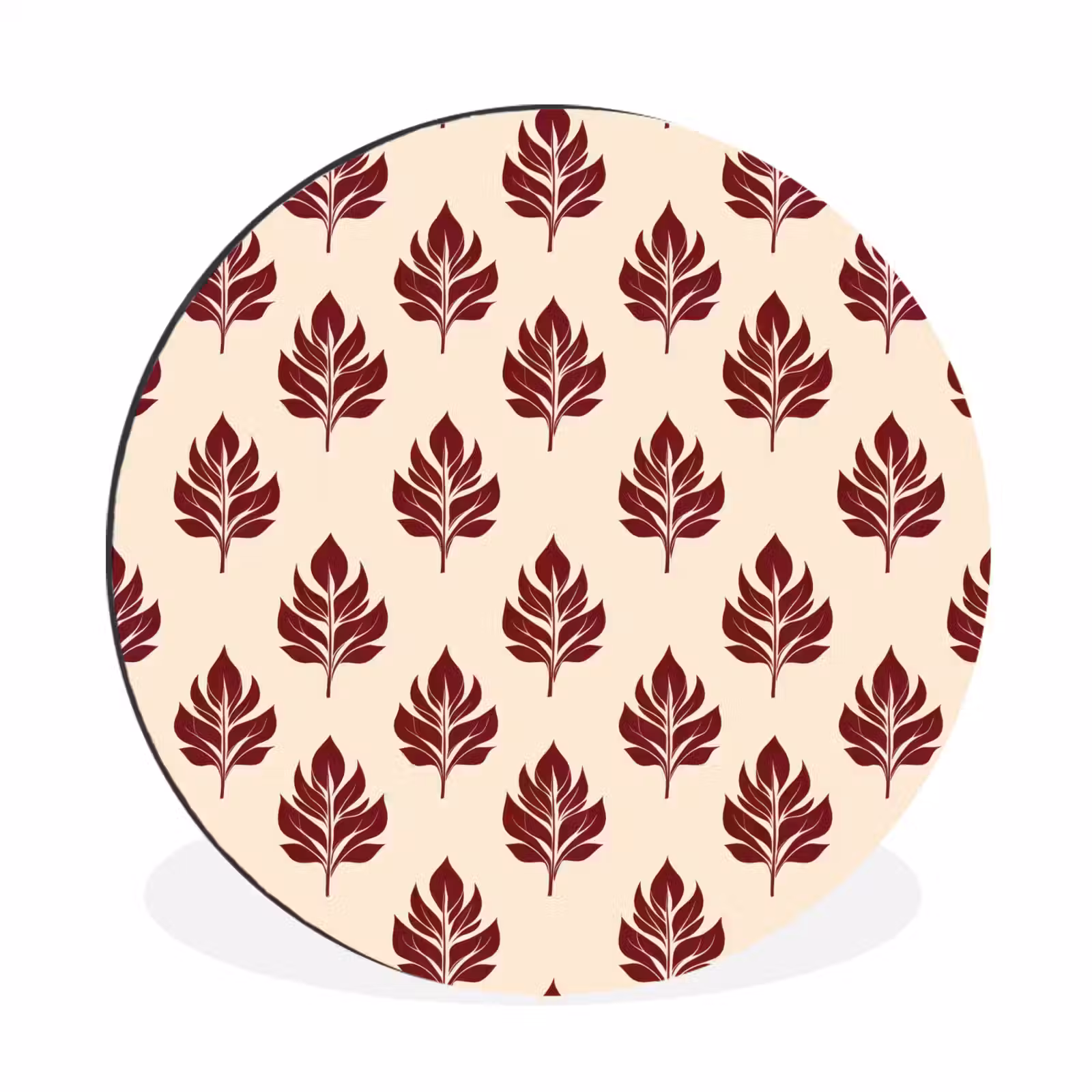 Wandcirkel - Aluminium - Botanisch - Patroon - Bordeaux — 1