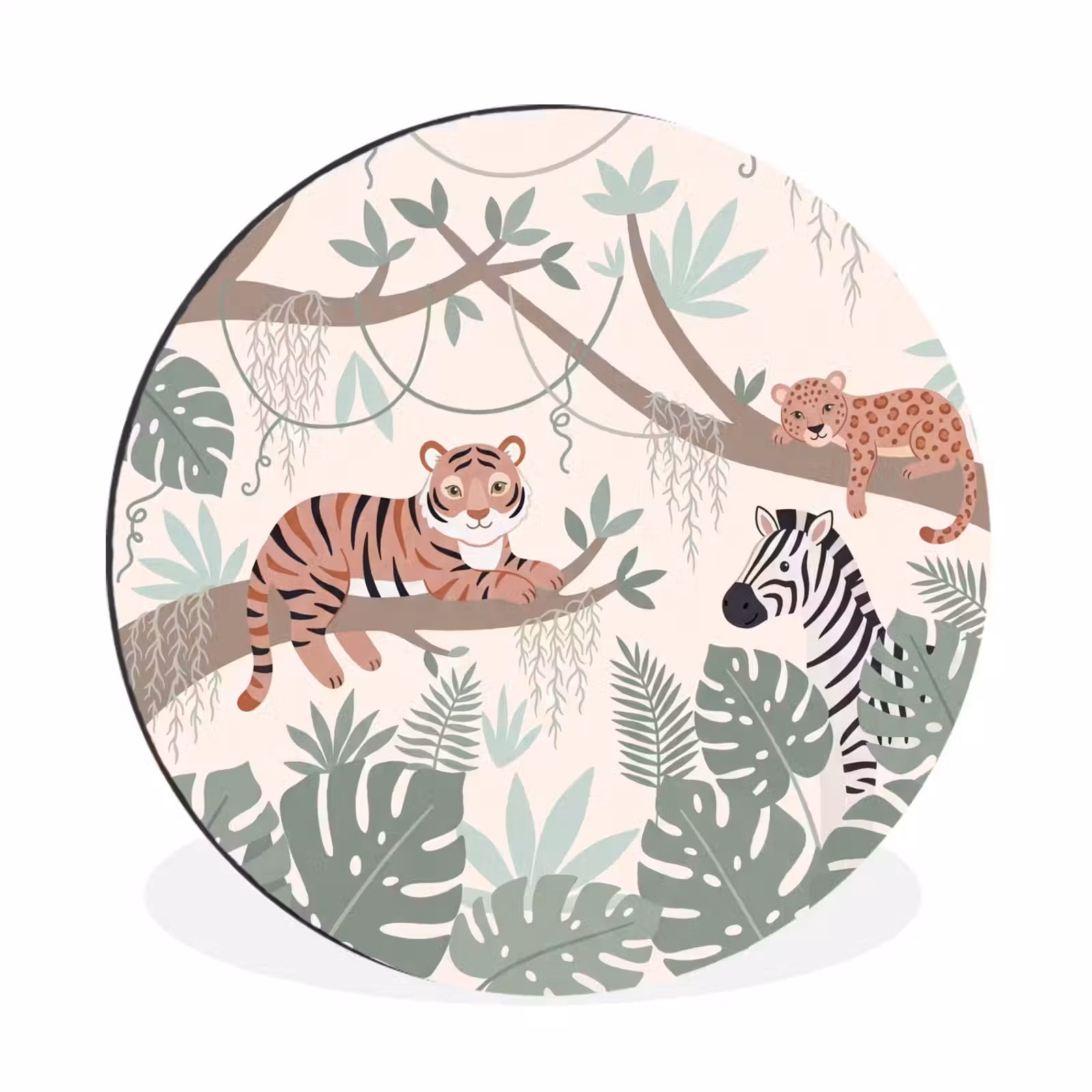 Wandcirkel - Aluminium - Jungle - Rustiek - Pastel — 1