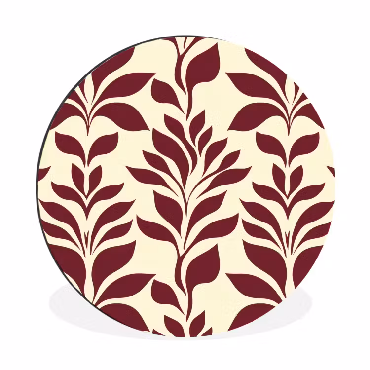 Wandcirkel - Aluminium - Abstract - Bladeren - Burgundy — 1