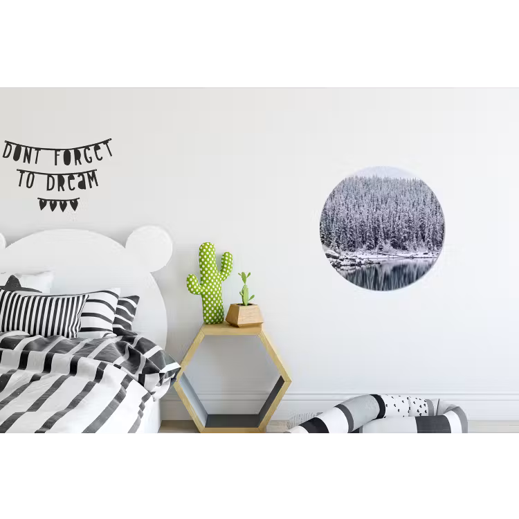 Wandcirkel - Aluminium - Bos - Reflectie - Meer - Winter - Serene — 5