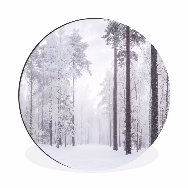 Wandcirkel - Aluminium - Bos - Sneeuw - Pad - Winter - Stilte — 1