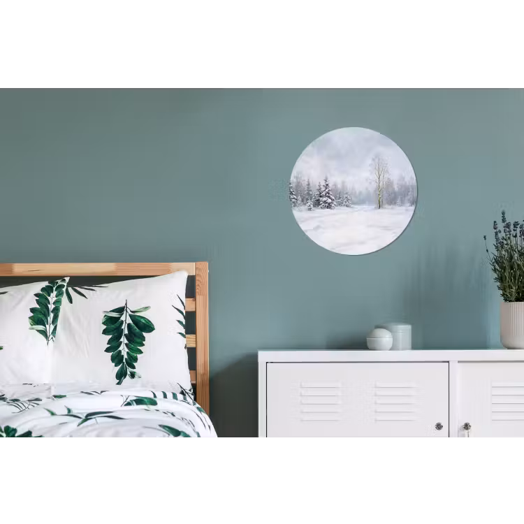 Wandcirkel - Aluminium - Bospad - Dennen - Sneeuw - Winter - Rustgevend — 4