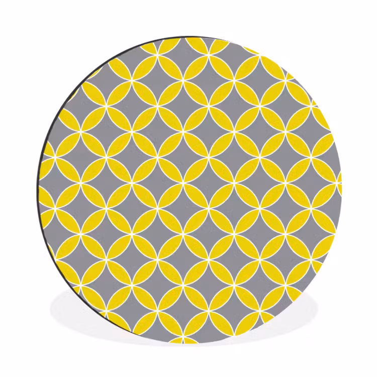 Wandcirkel - Aluminium - Geometrisch - Cirkels - Modern - Grijs - Geel — 1