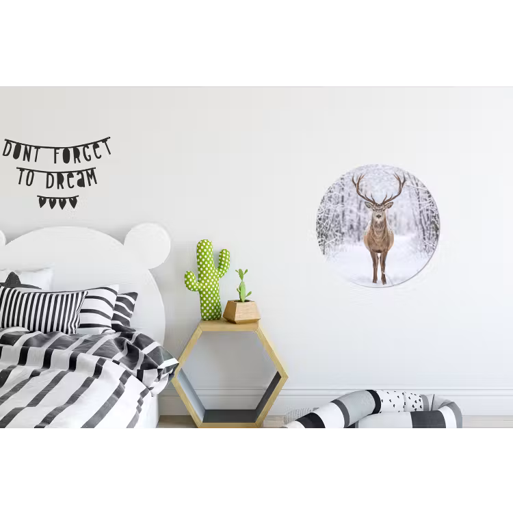 Wandcirkel - Aluminium - Hert - Winter - Bos - Natuur - Wit — 5