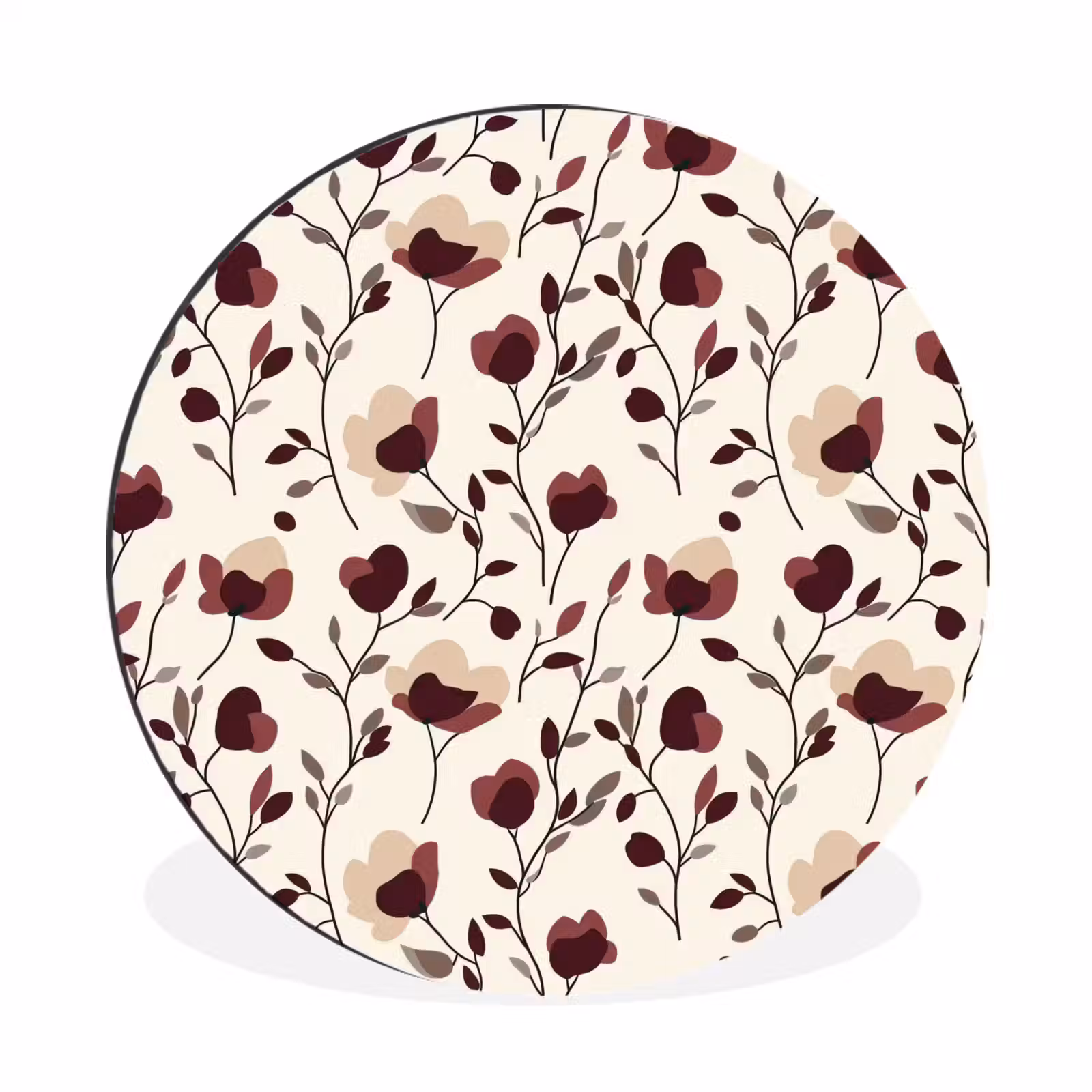 Wandcirkel - Aluminium - Bloemen - Botanisch - Bordeaux — 1