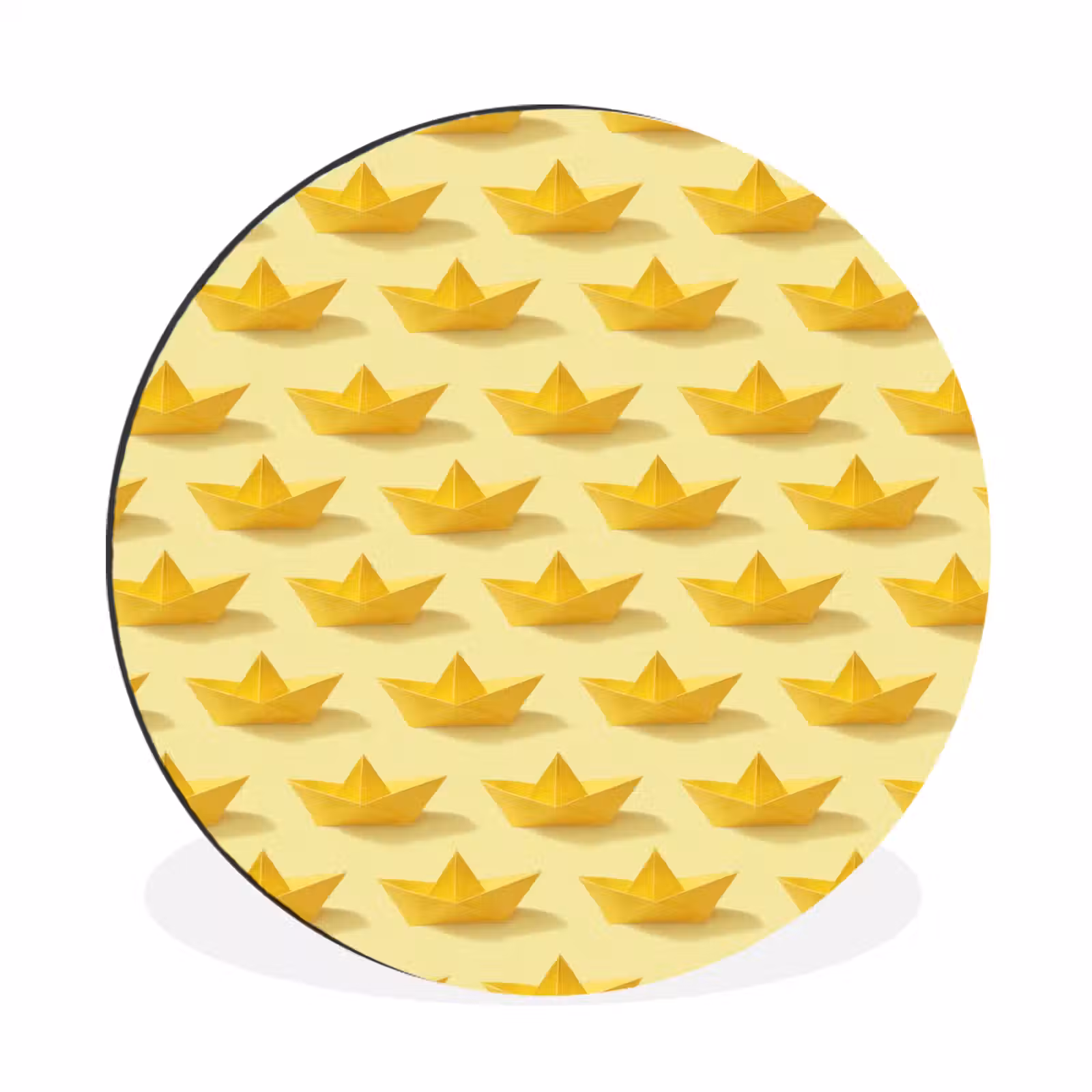Wandcirkel - Aluminium - Bootjes - Origami - Creatief - Geel — 1