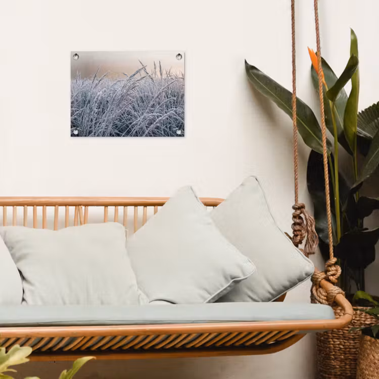 Tuinposter - Rijp - Gras - Kristallen - Winter - Minimalistisch — 5