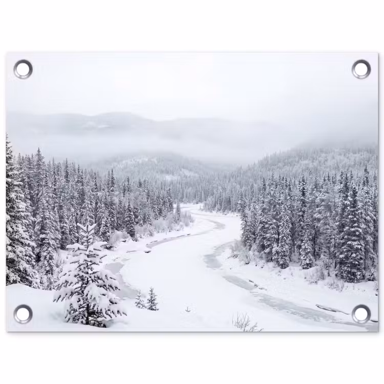 Tuinposter - Rivier - Bevroren - Landschap - Winter — 1