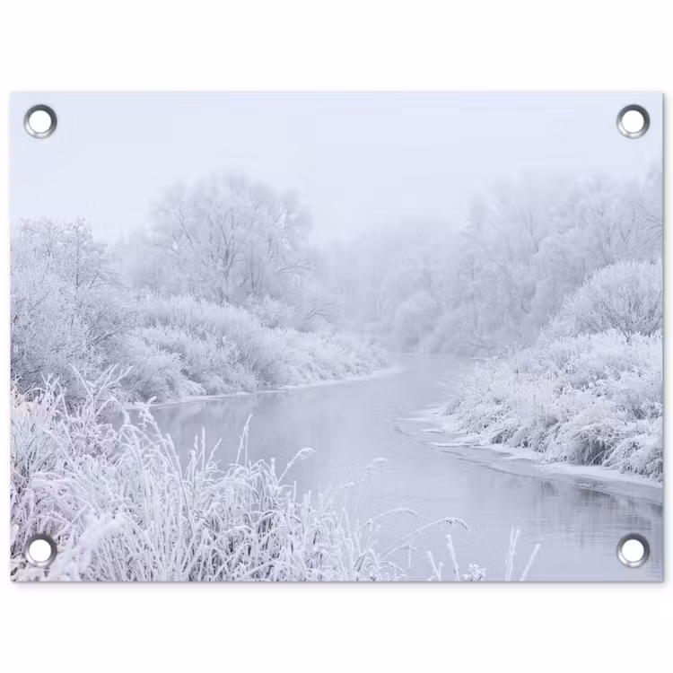 Tuinposter - Rivier - Sneeuw - Bos - Winter - Schilderachtig — 1