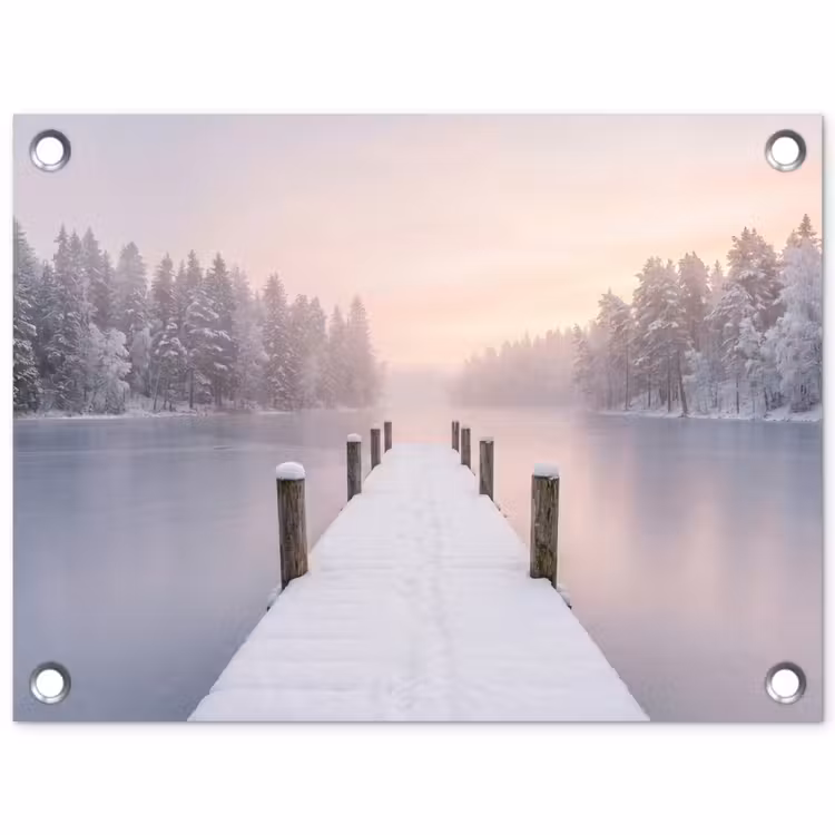 Tuinposter - Steiger - Meer - Mist - Winter - Serene — 1