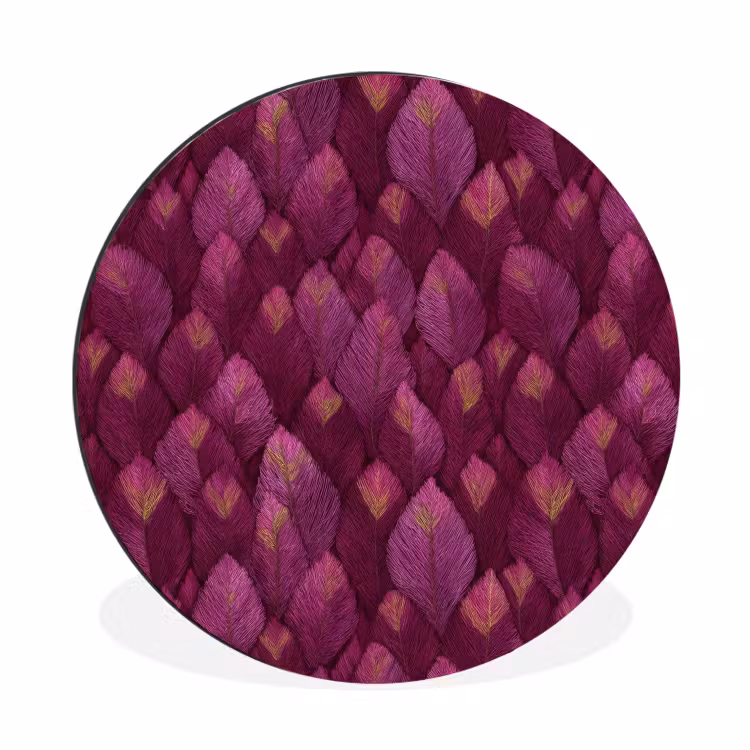 Wandcirkel - Aluminium - Bladeren - Patroon - Burgundy — 1