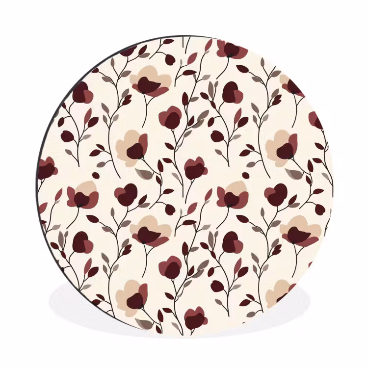 Wandcirkel - Aluminium - Bloemen - Botanisch - Bordeaux — 1